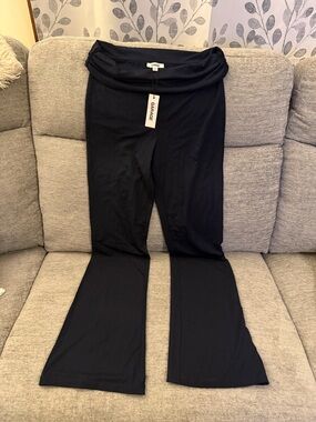 Garage Blue Fold-Over Waist Flare Pants